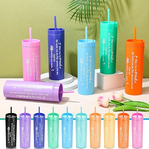 Miniatura 6 de 10 vasos delgados para profesores y compañeros de trabajo, regalos con la frase "May You Be Proud Of The Work You Do", vasos acrílicos de doble