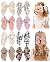 Vista 39 de doboi 20 PCS Lazos Fable de 4.5 Pulgadas Pinzas para el Cabello para Bebés y Niñas Lazos de Algodón y Lino para Niñas Accesorios para el Cabello