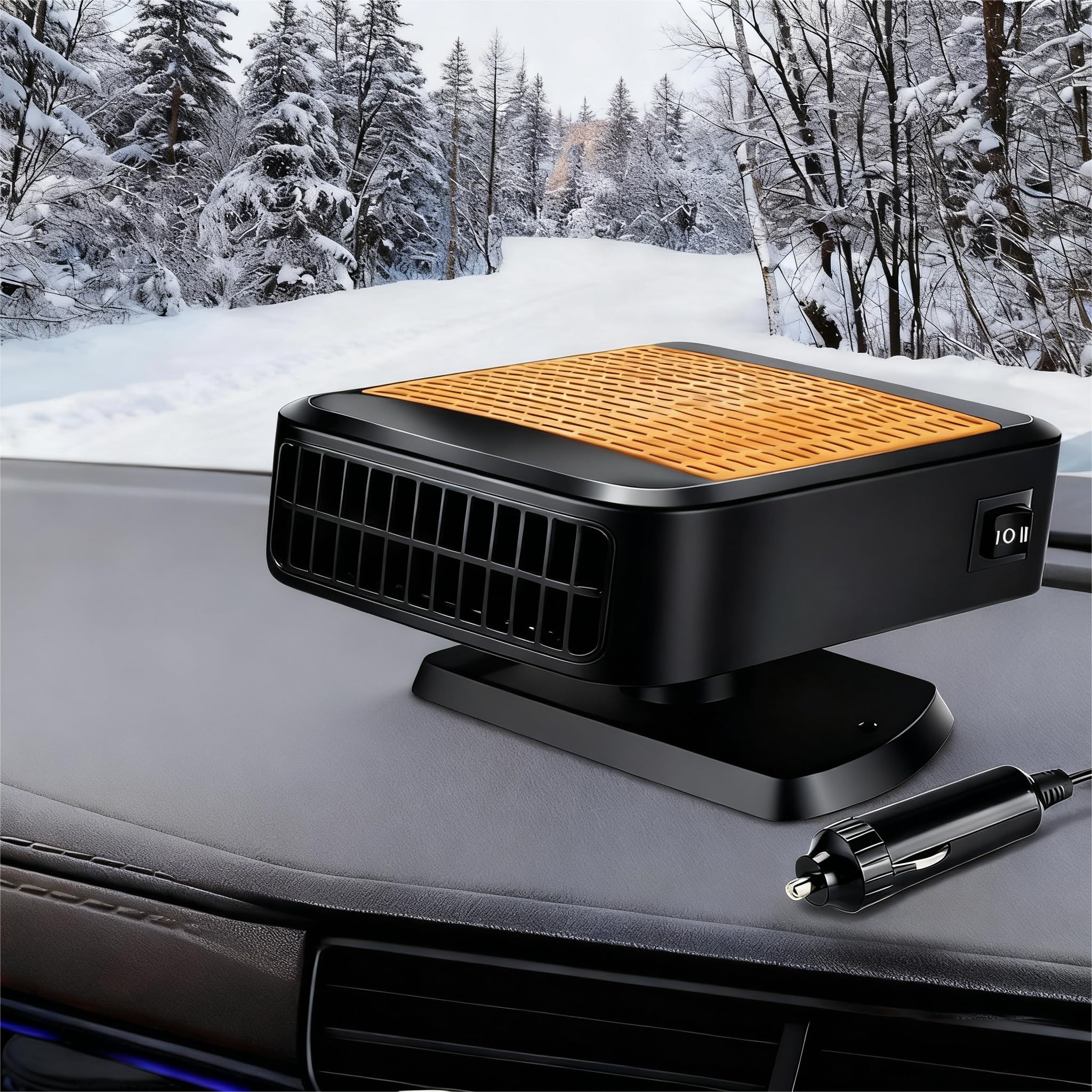 Auto Heizung, 12V Tragbare Autoheizung HeizlüFter 2 In 1 Heizung & Ventilator, HeizlüFter Mit Akku, Autoentfroster Auto Mit 360 Grad Drehungautoheizung Stecker FüR ZigarettenanzüNder FüR Auto