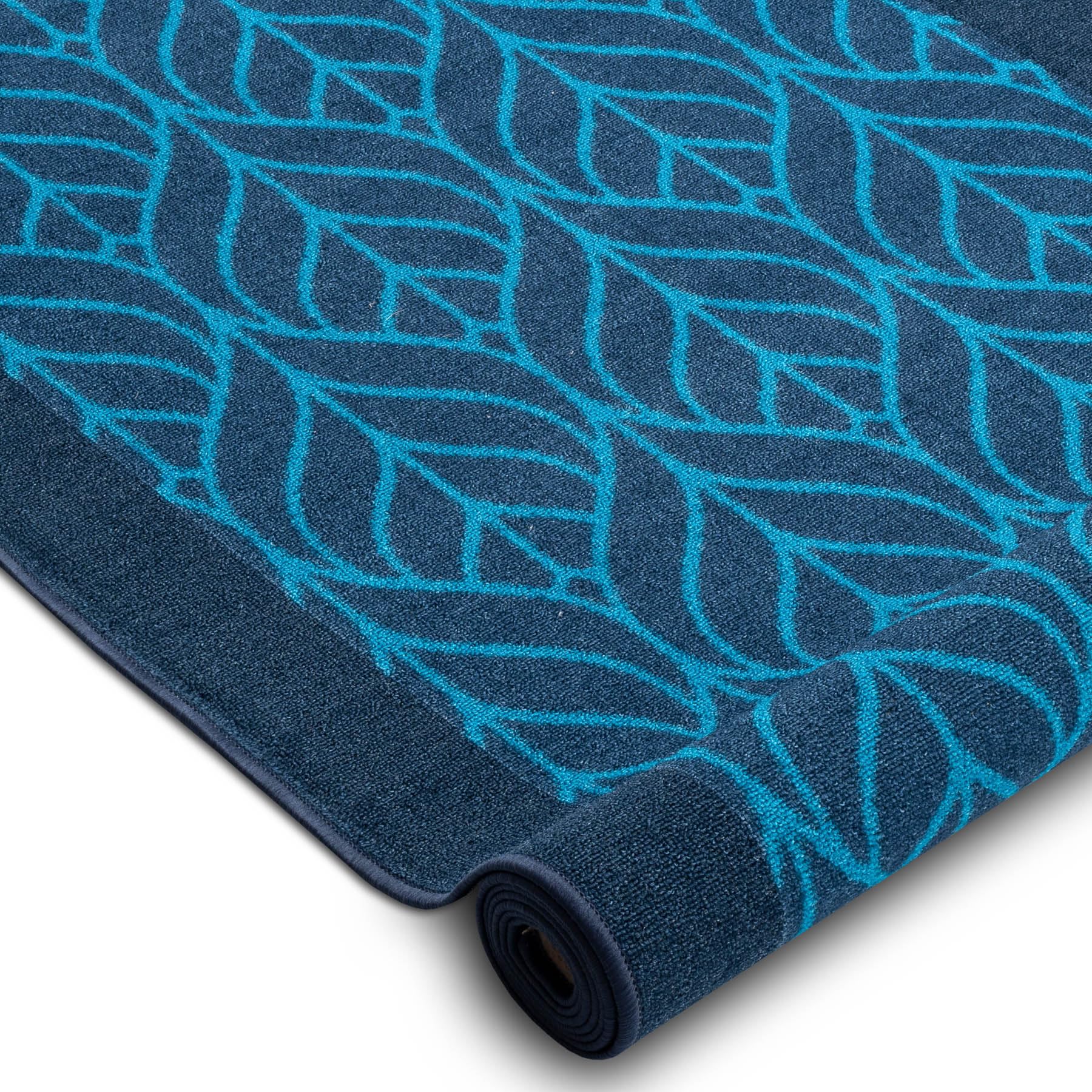 rugsx Alfombra de Pasillo Plumas de Pavo Real - Antideslizante, Moderna y Duradera, Ideal para Cocina, Pasillo y salón, Azul Marino 100x420 cm