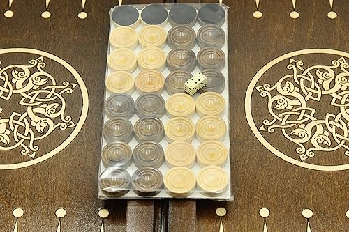 Miniatura 3 de WOODEN BACKGAMMON BOARD GAME Nardi Nardy checkers chess carving Engraving Ornament hand made gift wood, plywood table game