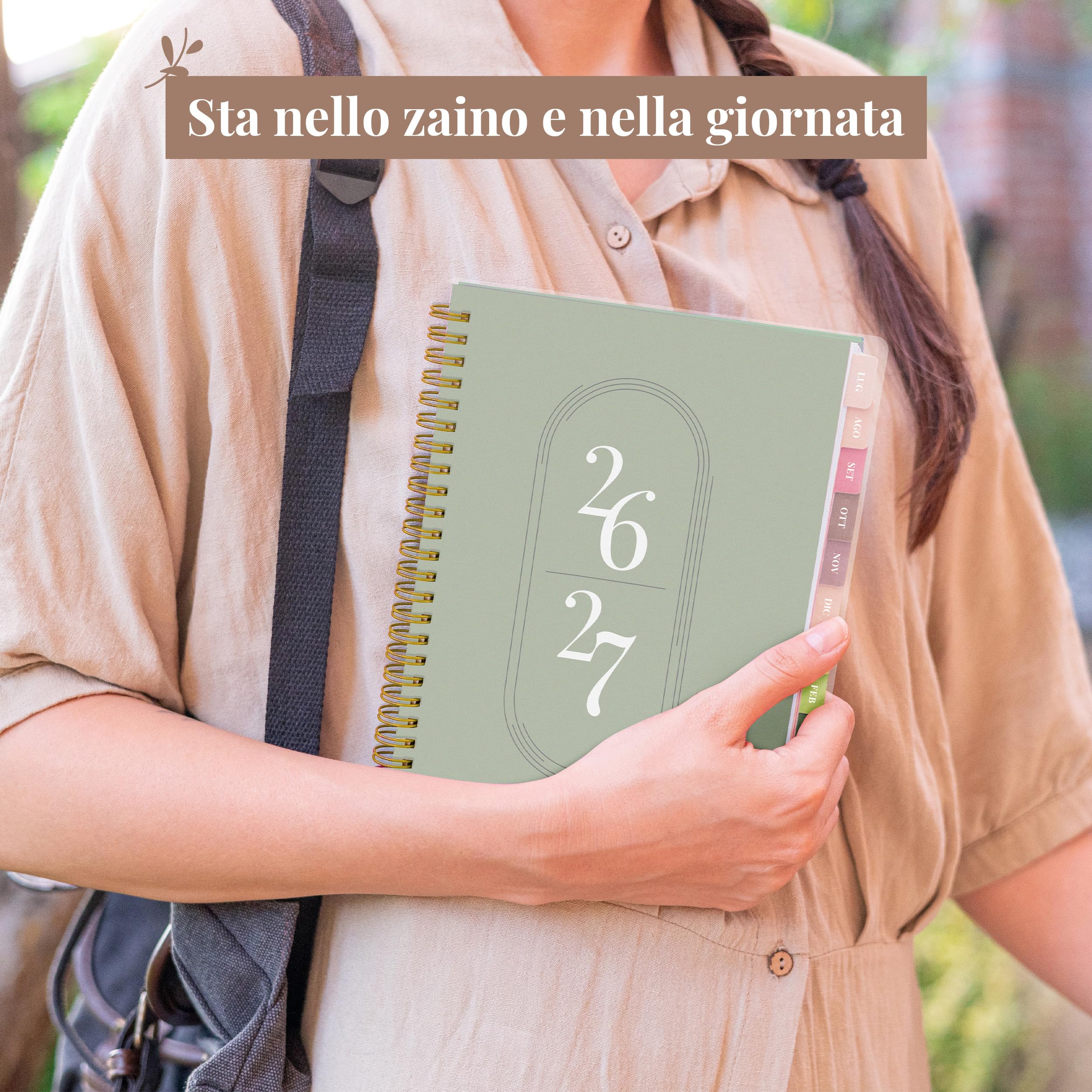 Rileys Agenda Accademica 2026–2027 Settimanale con Giornaliera Planner Scuola Lavoro 20x15 cm Verde Italiano