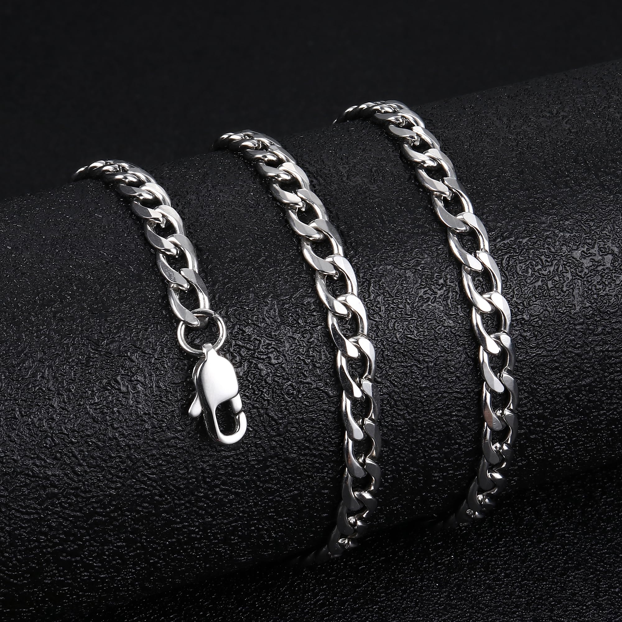 LOLIAS Bracciale Collana Catena Uomo Donna Acciaio Inossidabile Catena a Grande Sottile Larghezza 5/9 mm, Lunghezza Regolabile Argento Hip Hop Punk Collane Uomo