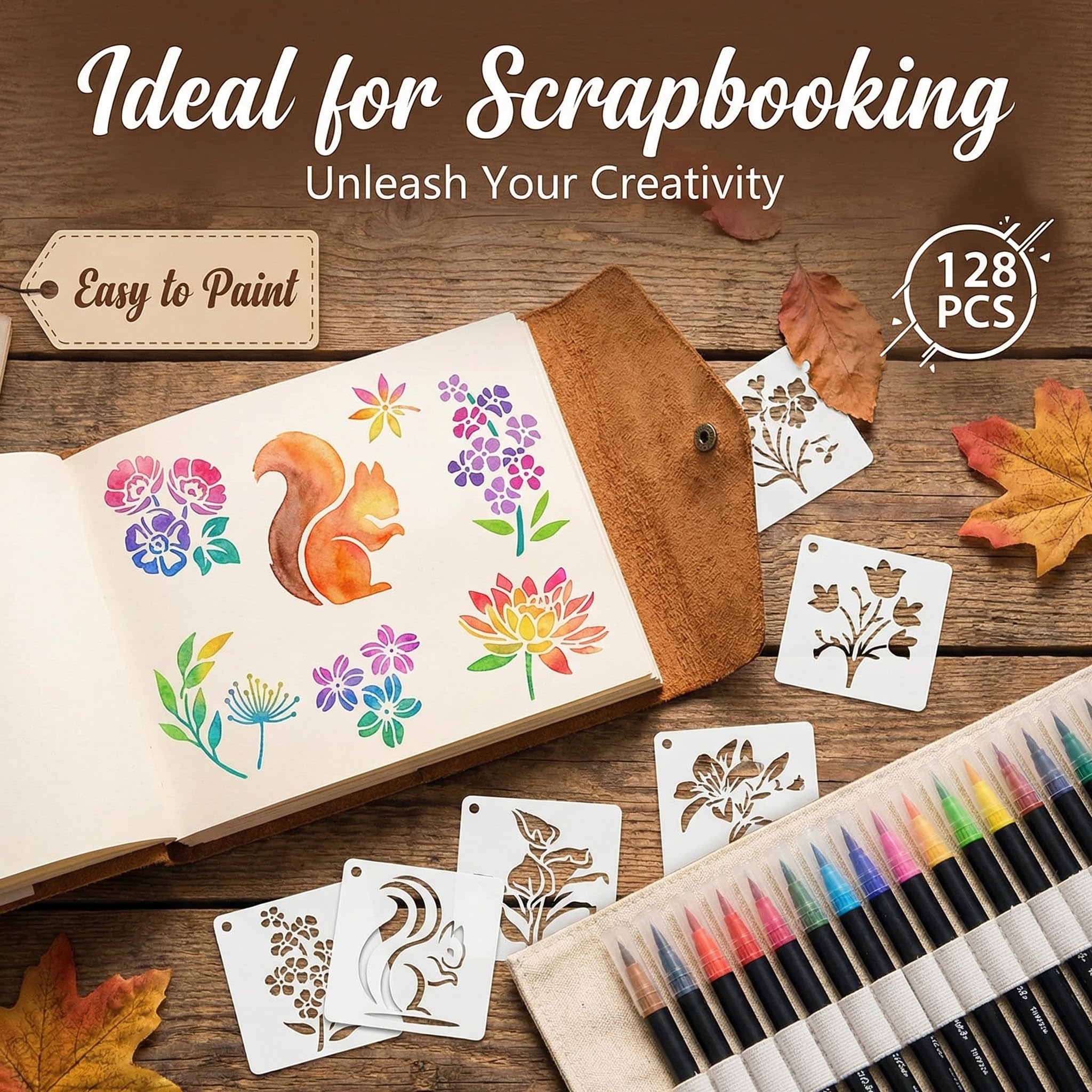 18 Pezzi Stencil di Foglie,Stencil di Foglie Tropicali, per Scrapbook