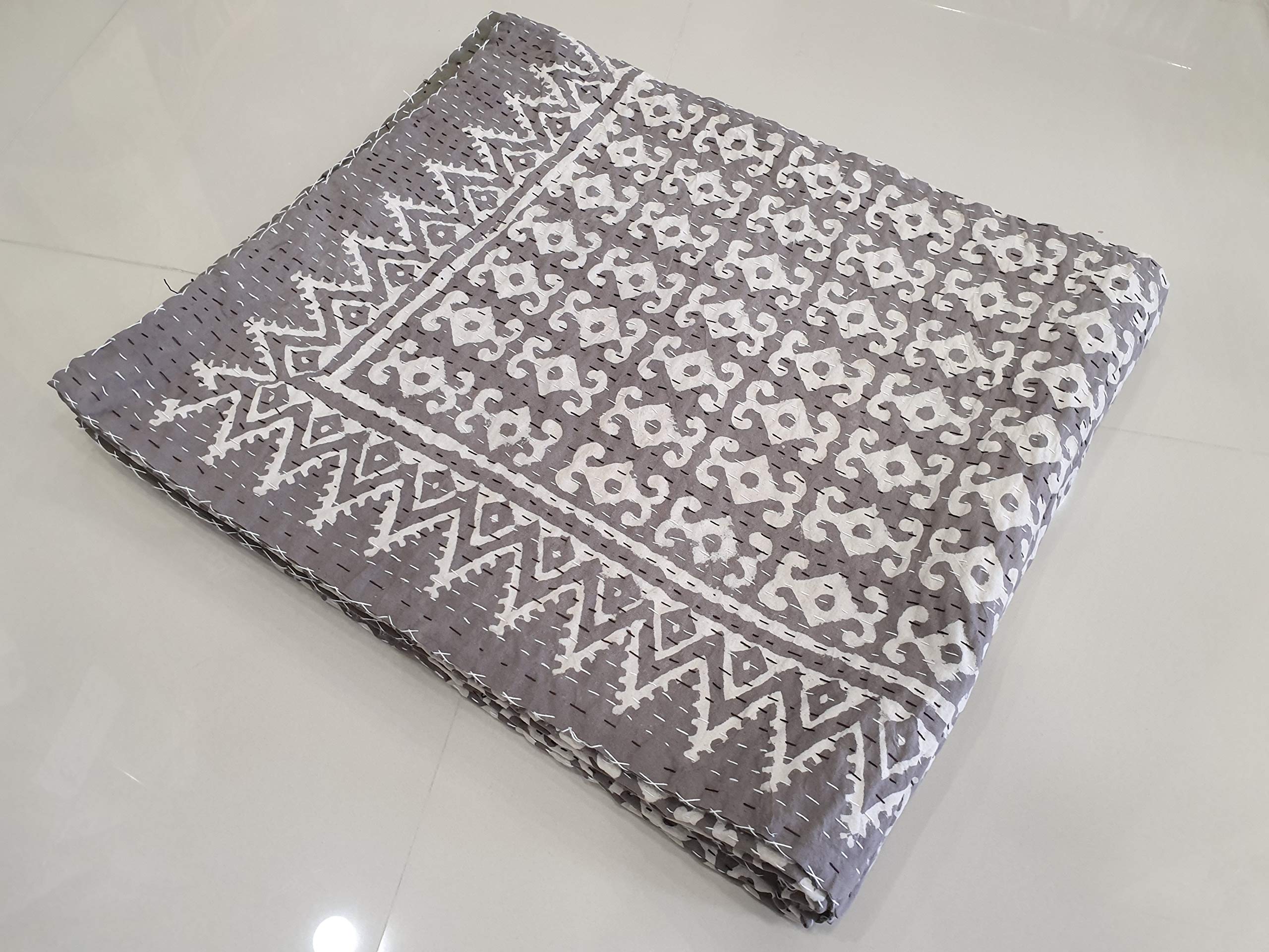 Ropa de cama Gudri de estilo colcha de algodón vintage Kantha para funda de cama
