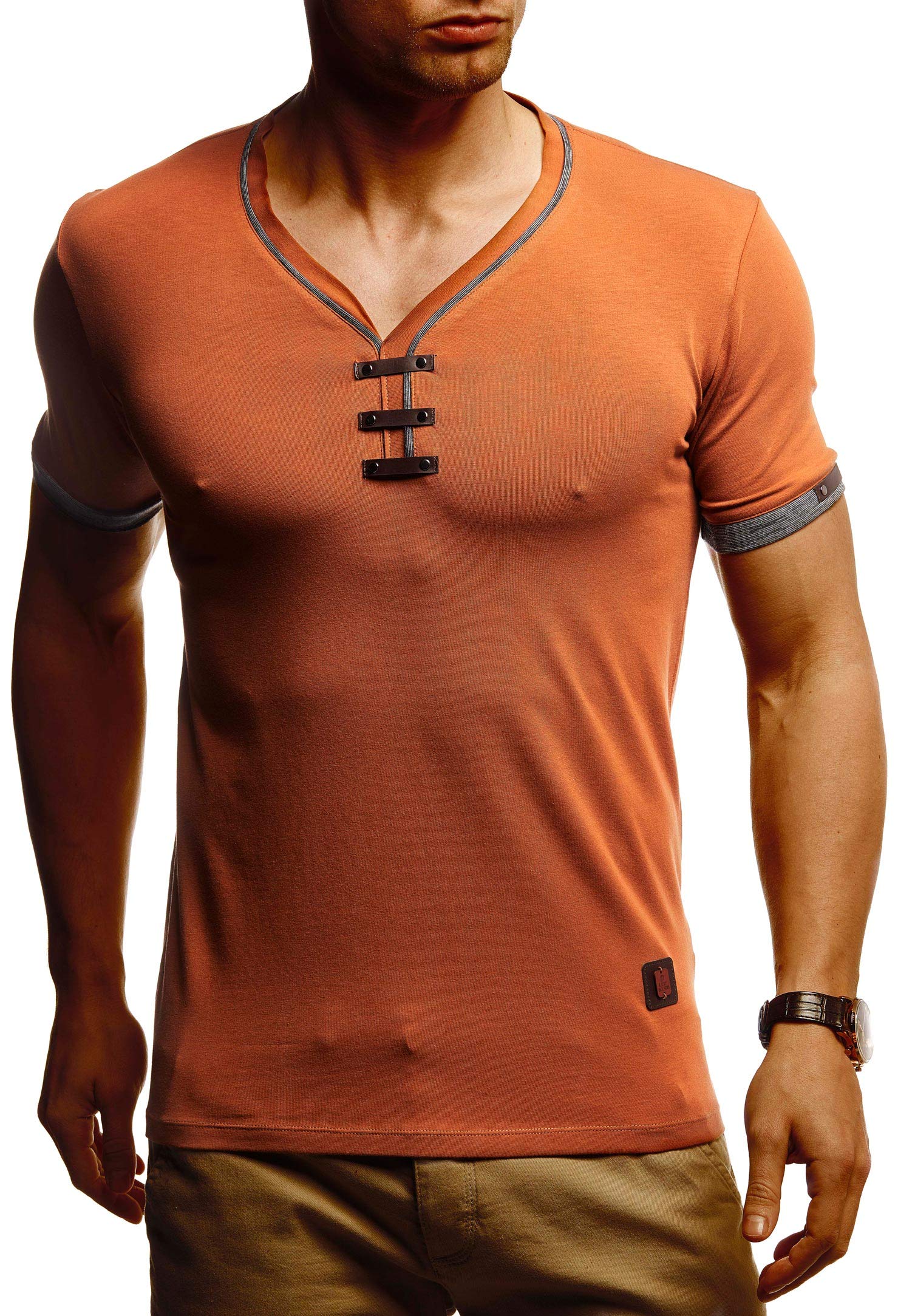 Leif Nelson Maglietta Uomo V-Neck - Magliette Moda V-Neck Cotone - Magliette Basic Casual Manica Corta - T-Shirt Uomo