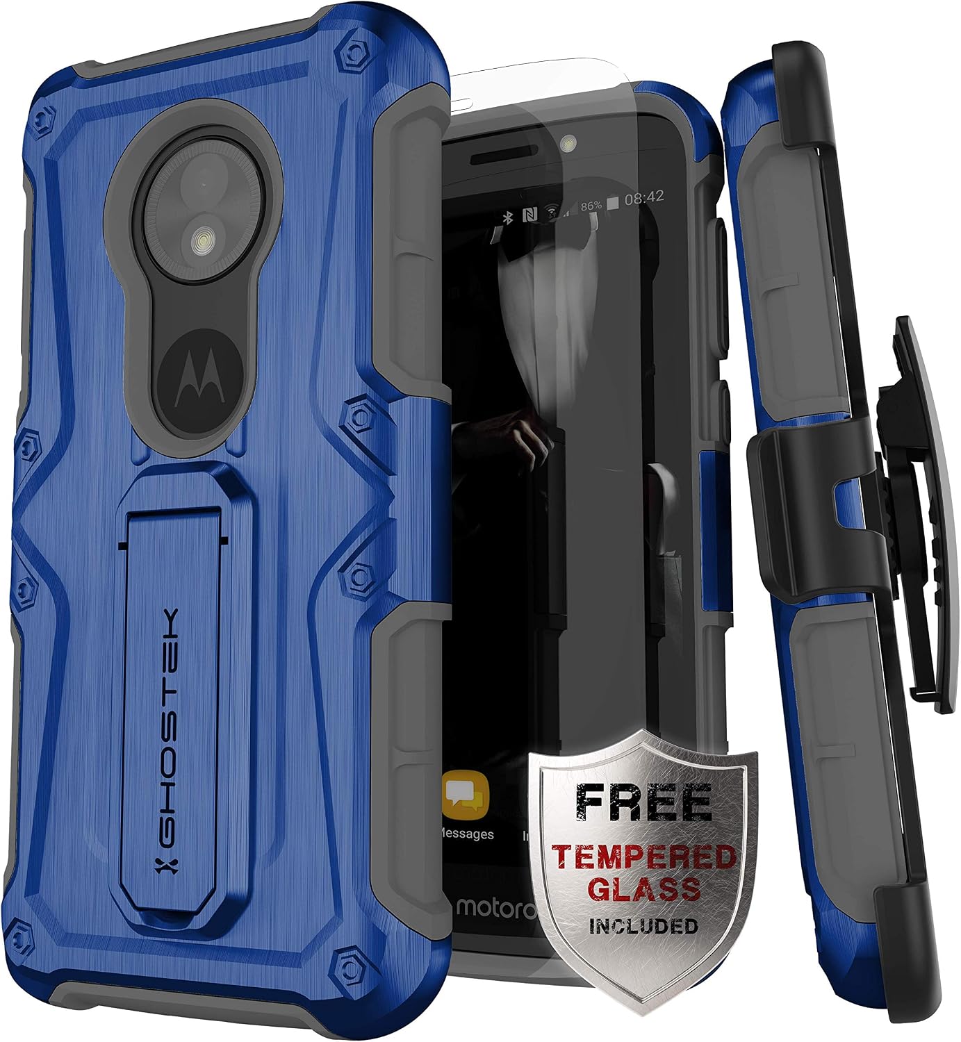 Ghostek Iron Armor Shockproof Case with Kickstand Designed for Motorola E5 Play/Moto E5 Cruise – Blue