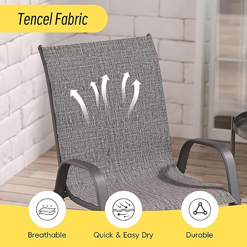 Miniatura 6 de Betterhood Juego de 6 sillas de patio, sillas de comedor apilables para exteriores con tela de asiento transpirable, marco de metal recubierto de