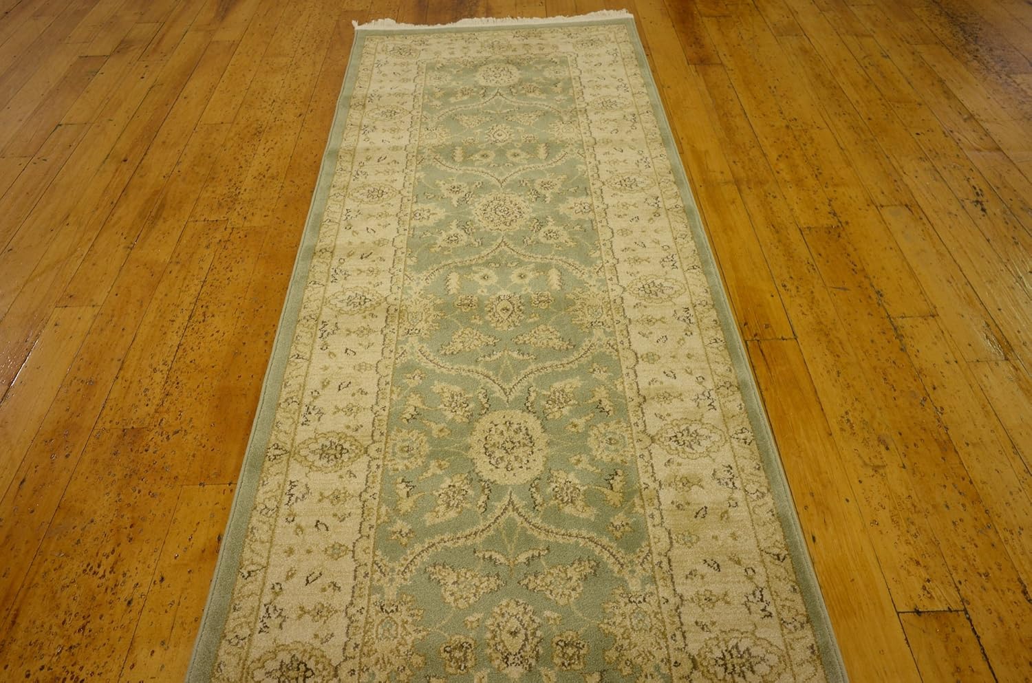 Unique Loom Edinburgh Collection Classic Oriental Traditional French Floral Country Inspired Design Area Rug (2' 7 x 10' 0 Runner, Light Green/ Beige)