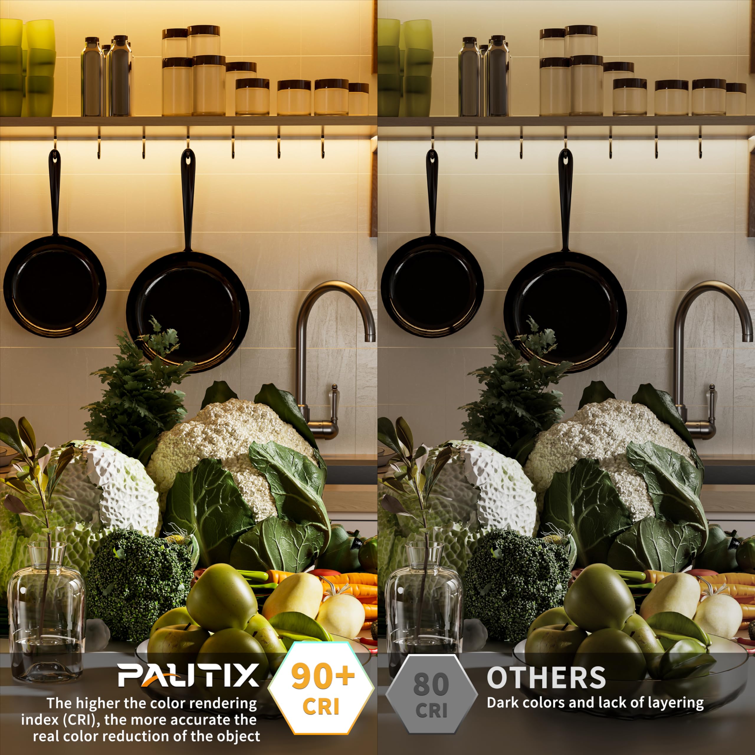PAUTIX Tira de luz LED COB IP65 impermeable de 32.8 pies / 10 m, 5040 LED, blanco cálido 3000 K, cinta LED CRI90+ flexible de alto lúmenes, súper brillante DC24V, para proyectos de iluminación de