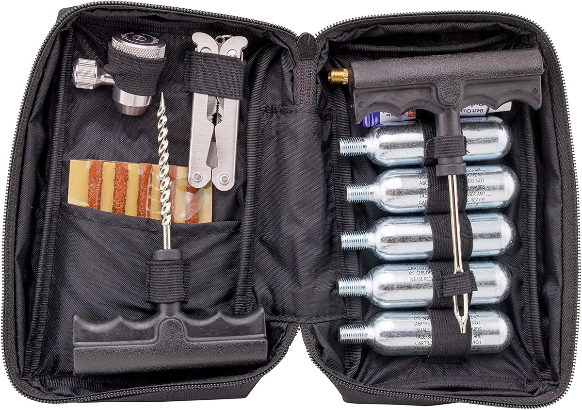 CO2 Motorcycle, ATV Flat Repair Kit Tubeless Tire Repair Kit