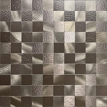 YMMXGE Peel and Stick Backsplash for Kitchen Metal Aluminum Mosaic Self Adhesive 3D Wall Sticker Panel 11.81