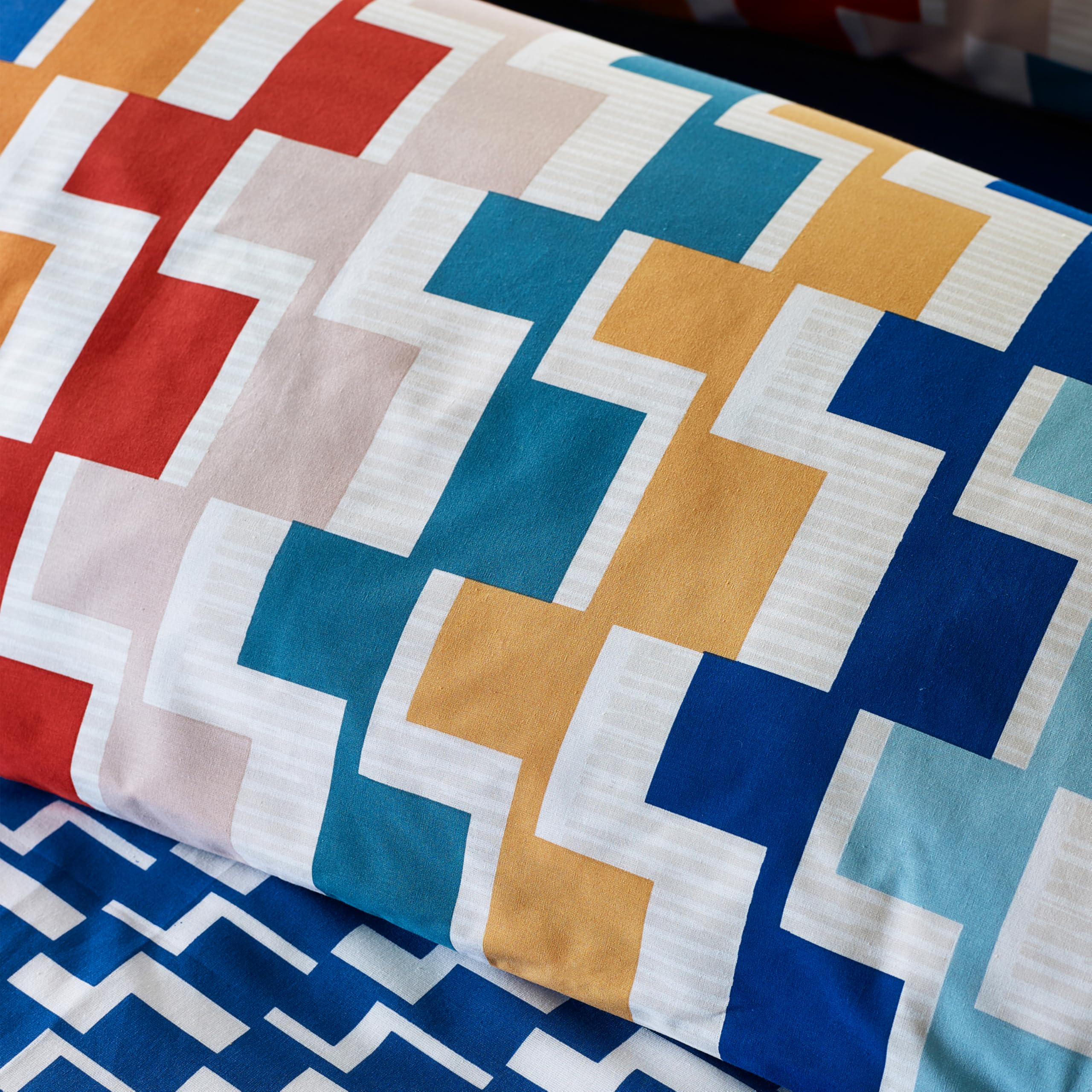 Catherine Lansfield Bryson Geo Reversible King Duvet Cover Set including Pillowcases Bright - Image 4