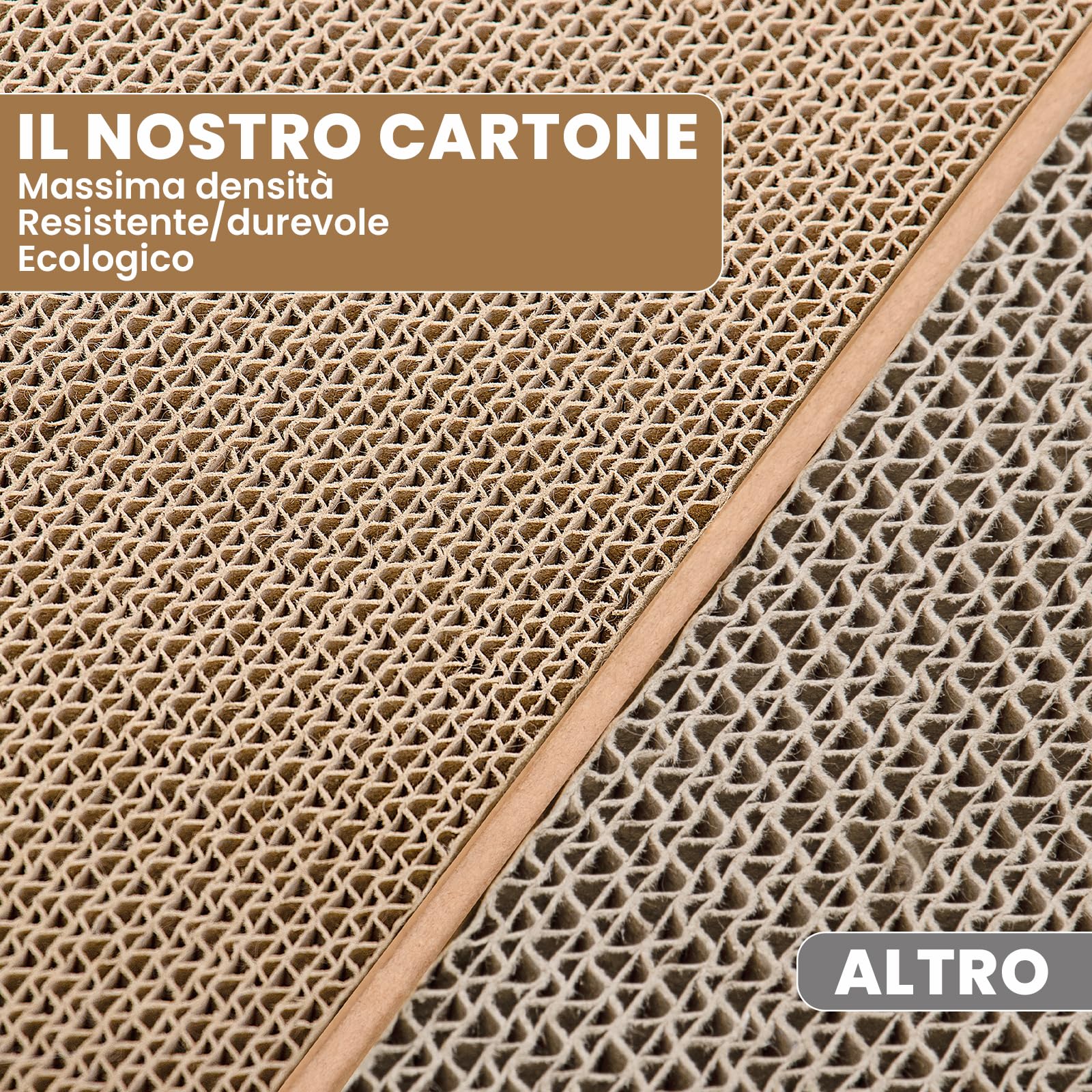 Ycozy Tiragraffi per Gatti 5 in 1 Scatole Graffiatoio Gatti Cartone 5PCS Cartone Ricambio Tiragraffi Gatto Double Face per Gatti Grandi Resistente