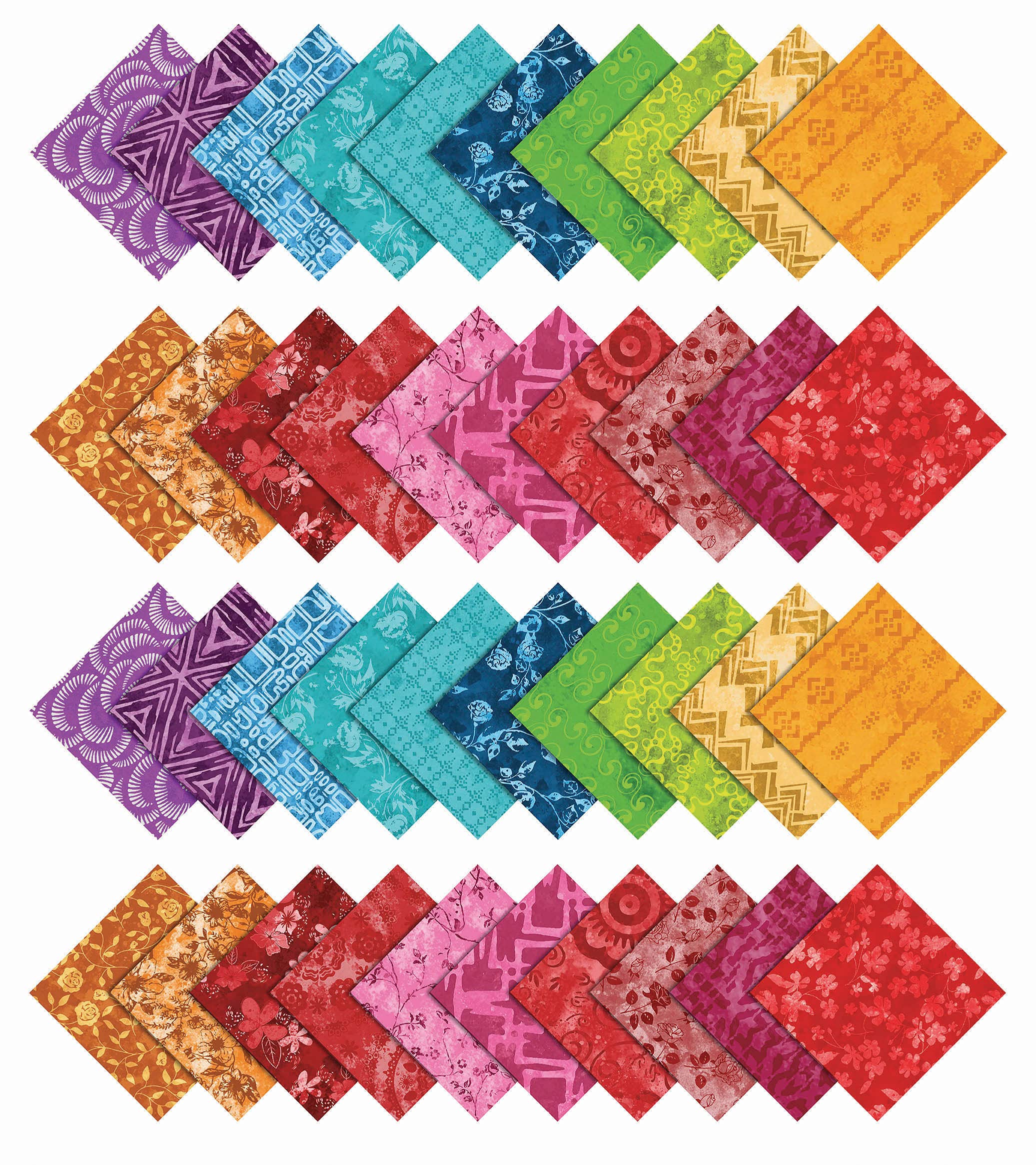 Soimoi 40Pcs Batik Print Cotton Precut Fabrics for Quilting Craft Strips 2.5x42inches Jelly Roll - Red - Image 2
