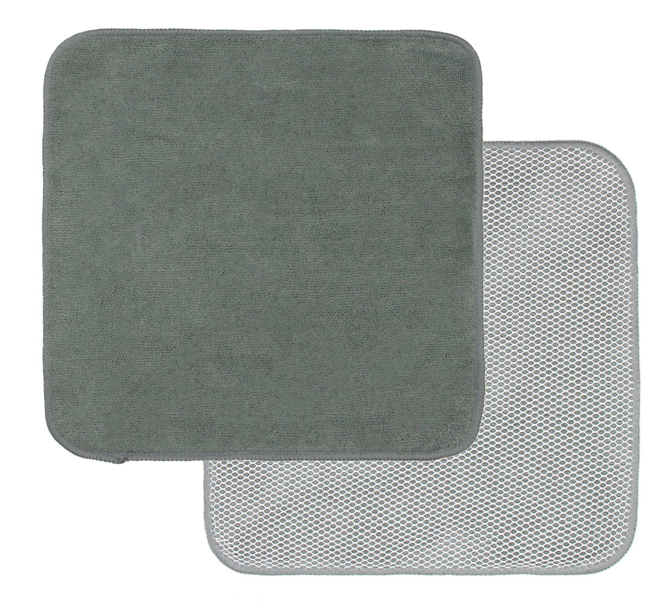 Paños de microfibra de secado rápido, trapos de limpieza de cocina, trapos para el polvo, paños ultra absorbentes, sin pelusas, con lado de poliéster de 12 x 12 pulgadas, paquete de 8 (gris)