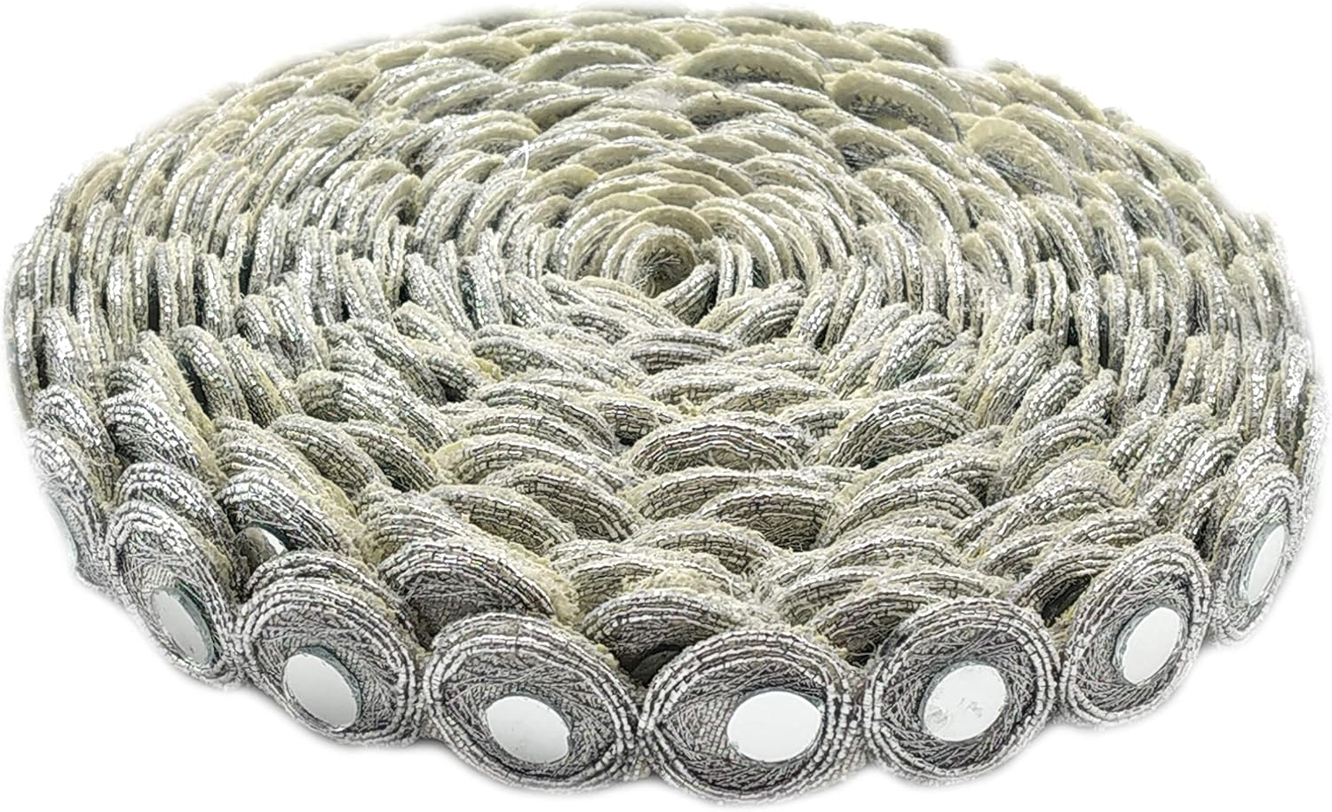 Round Shiny Mirror Lace 9 Mtr / 9.8 Yards Border for Dresses, Sarees, Suits, Blouses, Dupattas, Bags, Art & Craft (Golden) image 4
