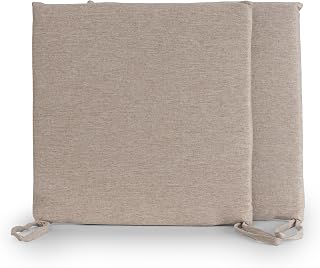BESCH Pack 2 Cojines para Silla Usos Interior y Exterior 40x40x5cm Extra Suave Tejido Sutil - Cojin de Asiento Decorativo de Poliéster Lavable Cómodos Acolchados (Beige)