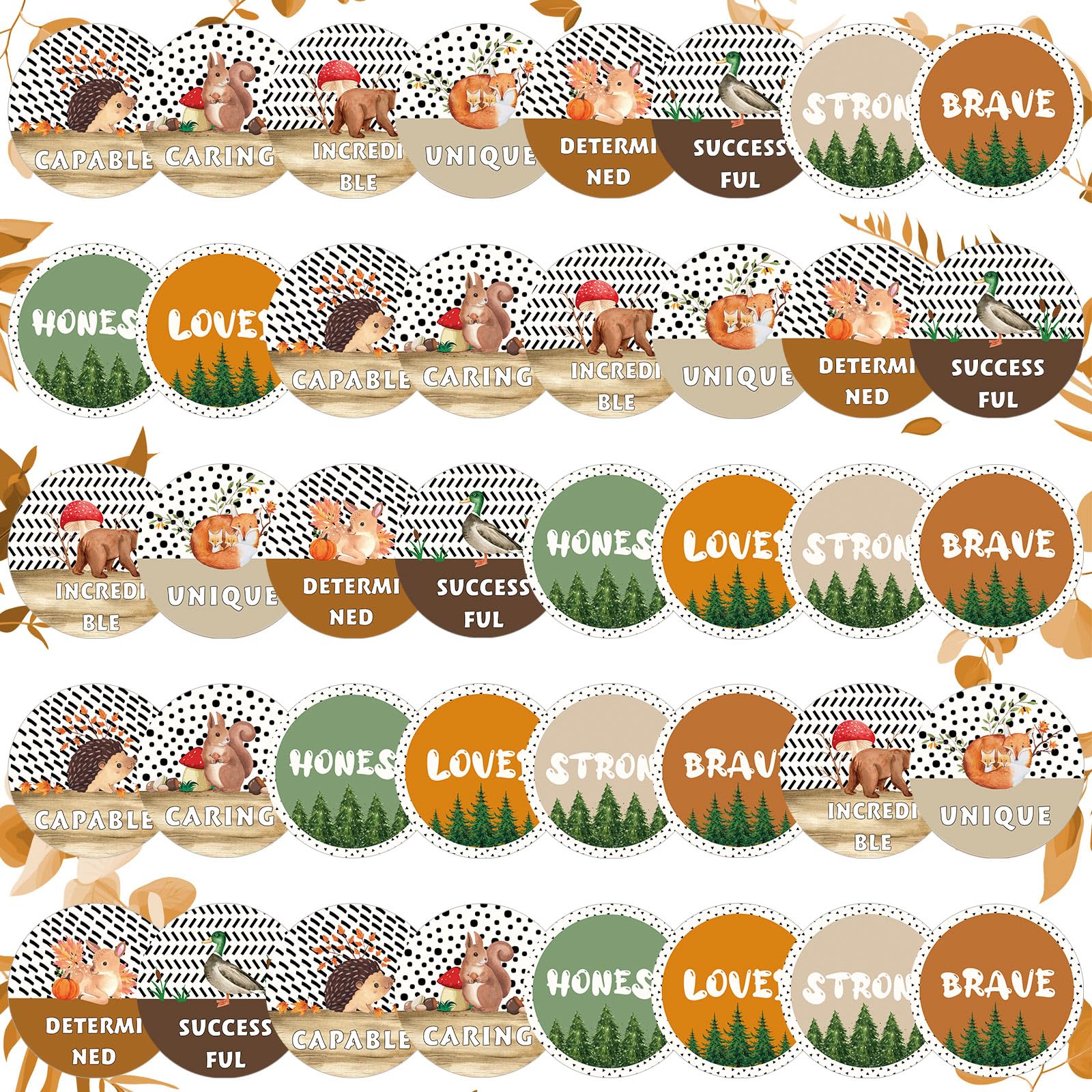 Photo 1 of 40 Pcs Positive Sayings Accents Motivational Classroom Decor Boho Growth Mindset Classroom Bulletin Board Decorations Inspirational Classroom Cutouts for Bulletin Boards, 6 Inches (Forest)   3 PACKS