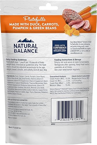 Miniatura 3 de Natural Balance Platefulls Homestyle - Alimento húmedo para perros adultos, receta sabrosa de pato y calabaza cocinada en caldo de huesos, 9 onzas