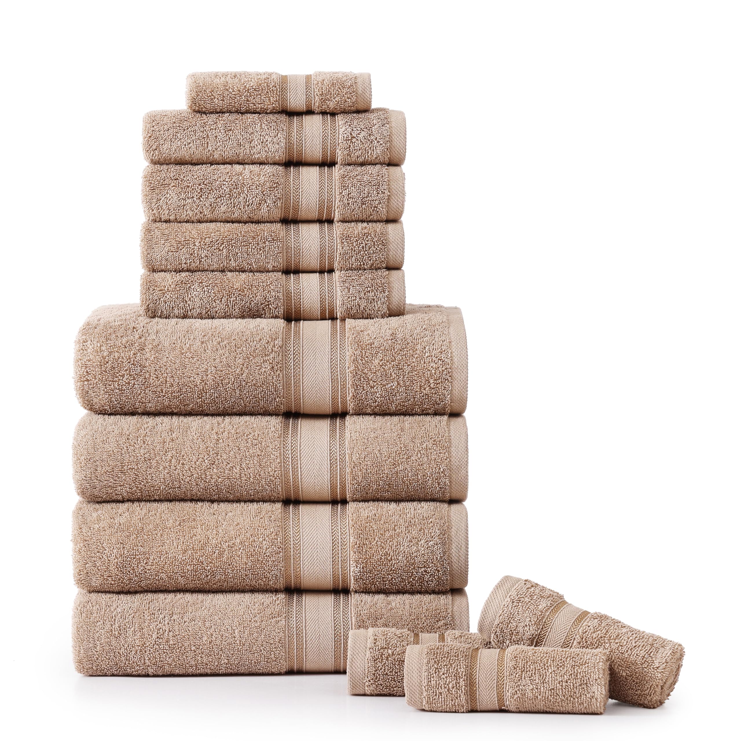 LANE LINEN Towel Sets for Bathroom - 12-Pack 100% Cotton Towels, Zero Twist, 4 Bath, 4 Hand & 4 Washcloths, Soft & Highly Absorbent, Premium Hotel & Spa-Quality Design, Easy to wash - Tapue