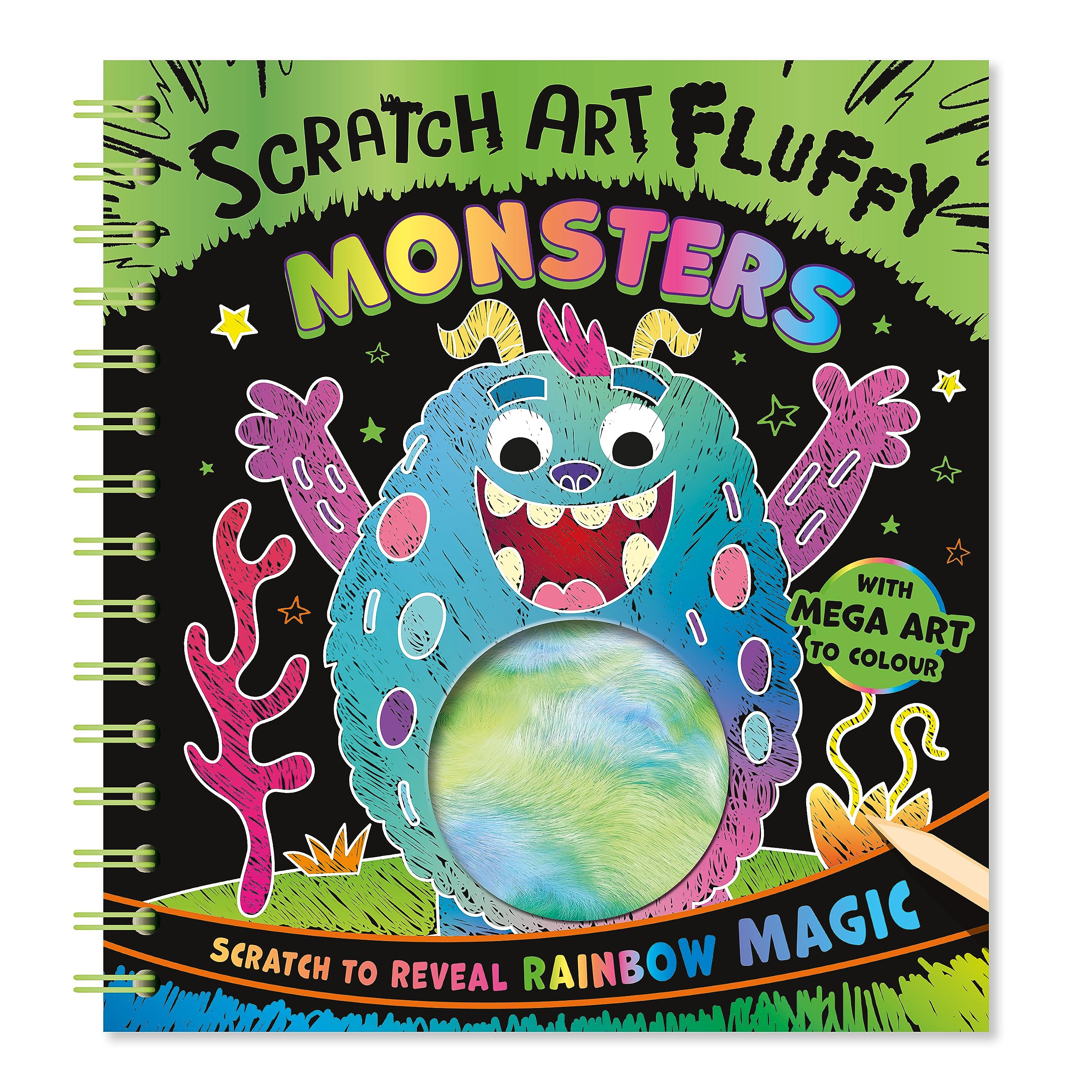 Bookoli - Scratch Art Fluffy Monsters Books - Scratch Art Colouring Book - Monster Activity Book - Perfect for Kids Aged 4 to 6 Years - Arts and Crafts for Children