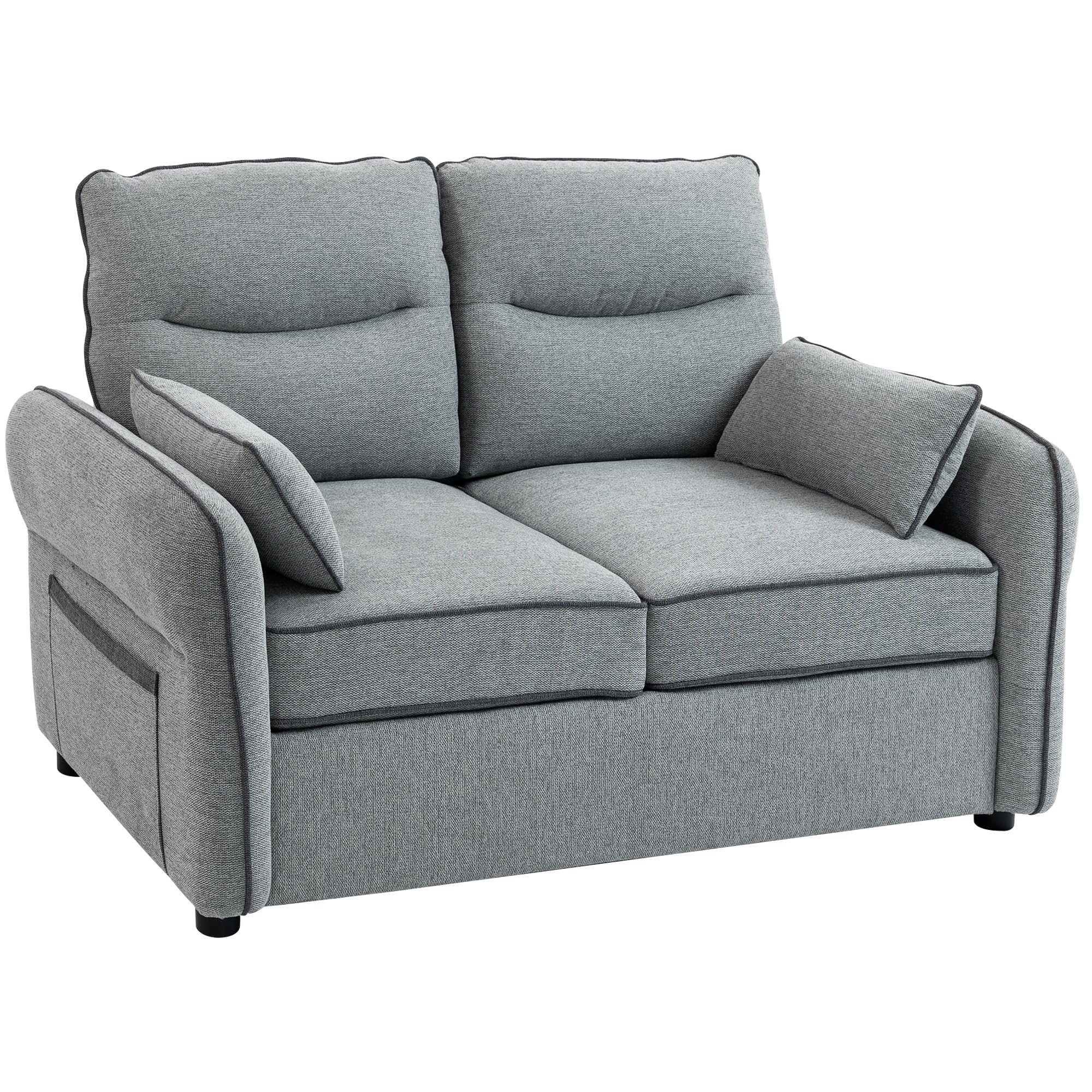 HOMCOM Canapé 2 Places Assise et Dossier Rembourrés 136 cm Gris
