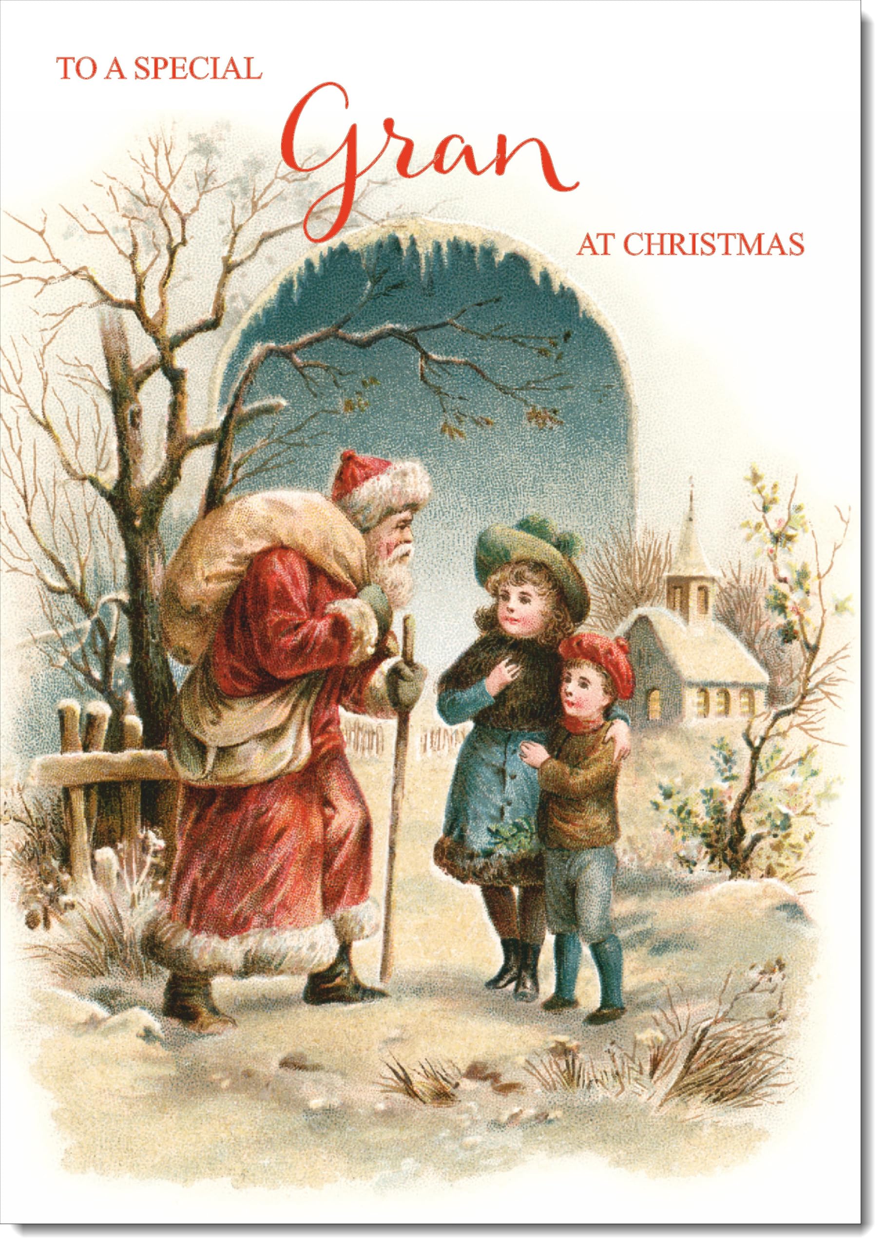 doodlecards Gran Christmas Card Victorian Style Large A4 Size Christmas Card for Gran with Plain Envelope