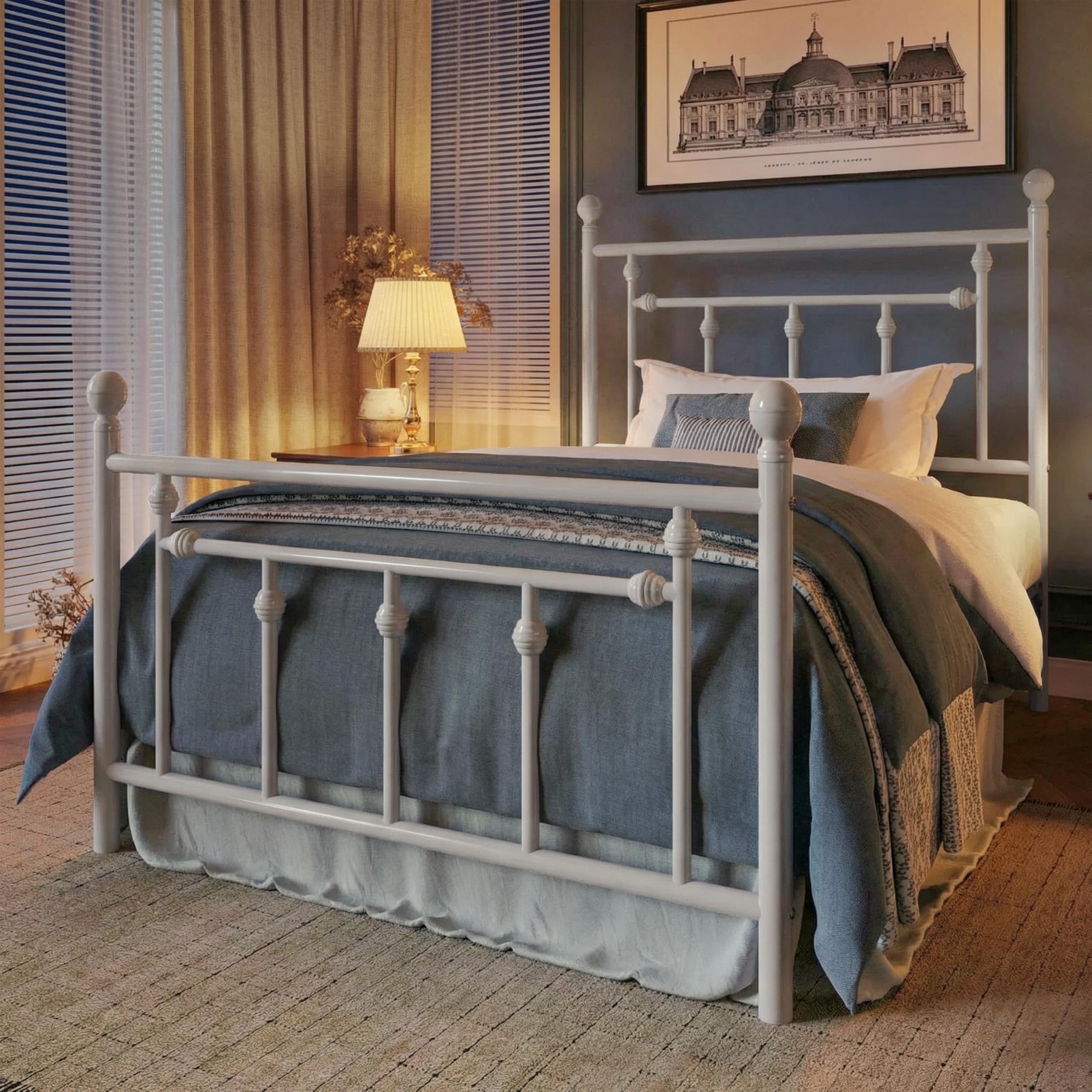 MUTICOR Struttura Letto in Metallo 90x200 cm dal Design Senza Tempo, Telaio Stabile con Doghe Incluse, Spazio Contenitore Sotto il Letto, Silenzioso, Bianco