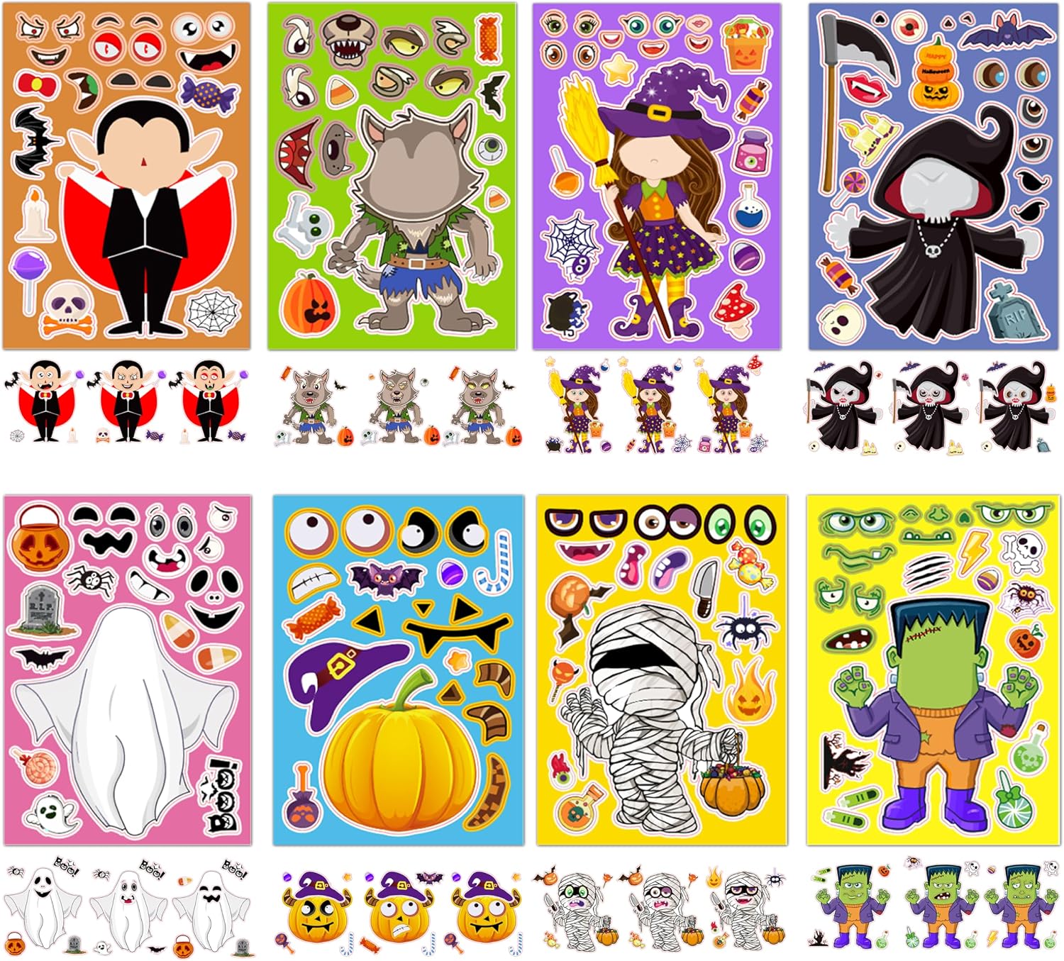 Halloween Party Favors - 48 Sheets DIY Crafts Halloween Stickers for Kids Halloween Decorations Make-a-Face Stickers Games Classroom Activities Gifts Party Supplies Goodie Bag Stuffers image 2
