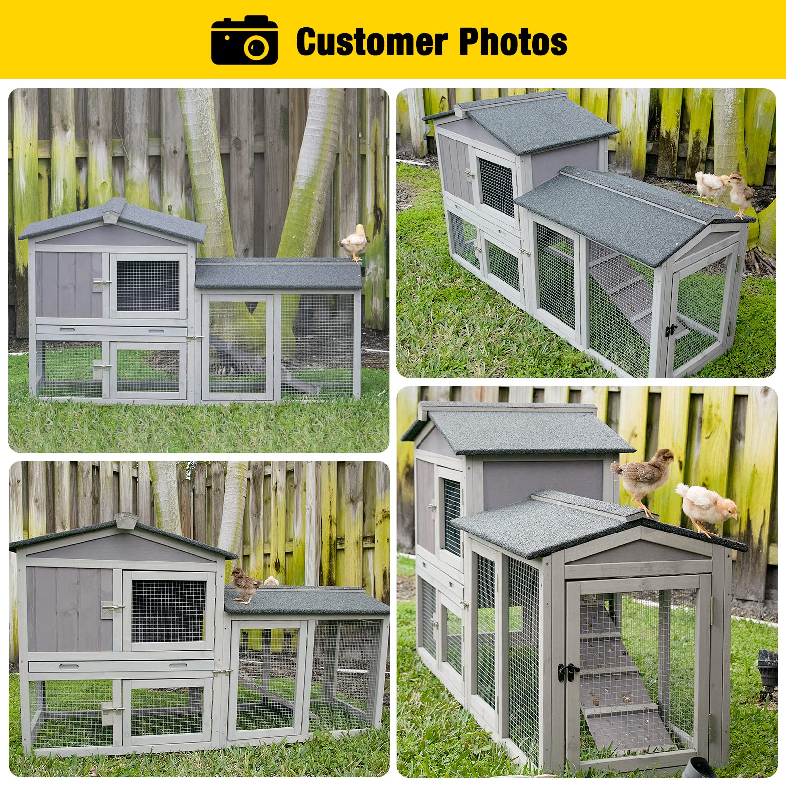 Aivituvin Chicken Coop for 2 Chickens, Wooden Duck House Outdoor Hen