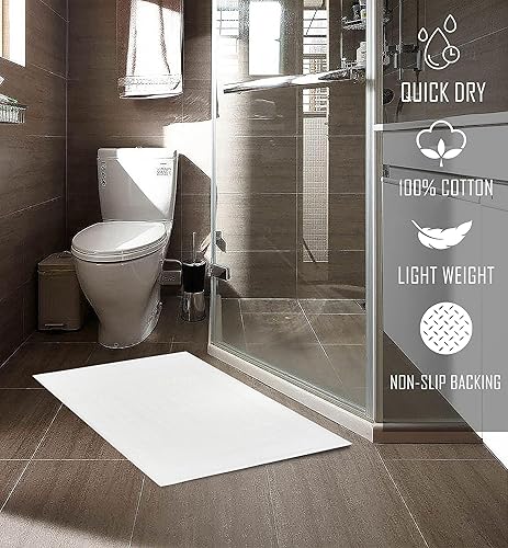 Miniatura 8 de Paquete de 12 toallas de baño blancas de 20 x 30 pulgadas, tapetes de baño económicos de hotel para piso de baño, calidad de hotel y tapetes de baño