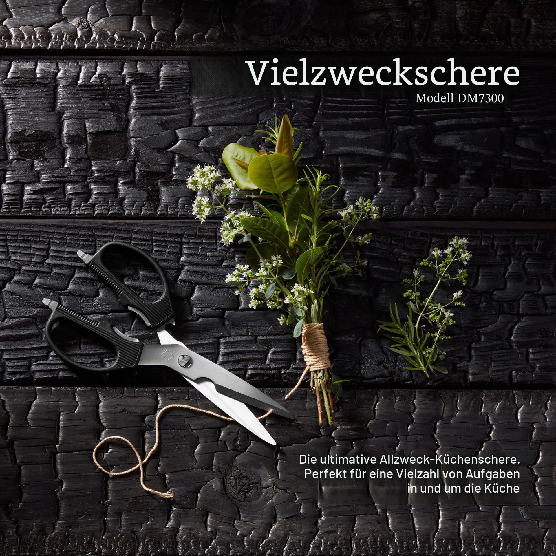 Shun Mehrzweck-Schere, Edelstahl-Küchenschere, DM7300, schwarz, 8,9 cm Klinge