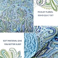 Vista 111 de DJY Juego de edredón de cachemira marrón, tamaño Queen, juego de colcha bohemia de 3 piezas, ropa de cama de microfibra suave y ligera con estampado