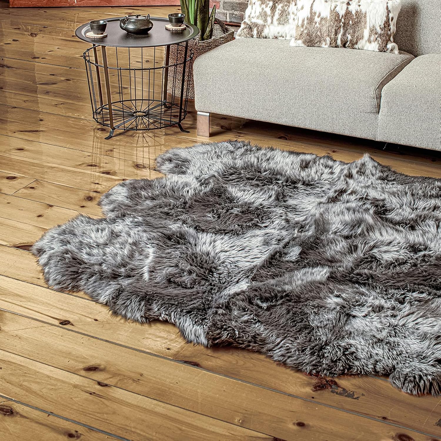 Natural Sheepskin Rug with Thick and Lush 2.5 Inch Pile | Fluffy, Hypoallergenic Sheep Fur Rug with Anti-Skid Back | 2 x 3 ft Small Sheepskin Wool Area Rugs, Natural