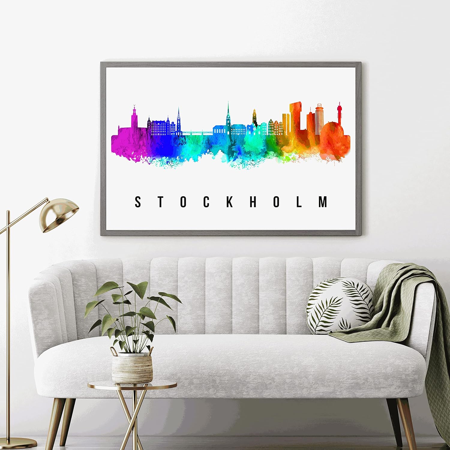 Stockholm Skyline Sweden Poster, Stockholm Cityscape Painting, Sweden Poster, Stockholm Cityscape and Landmark Print, Home Wall Art, Office Wall Decor - 12x18 Inches