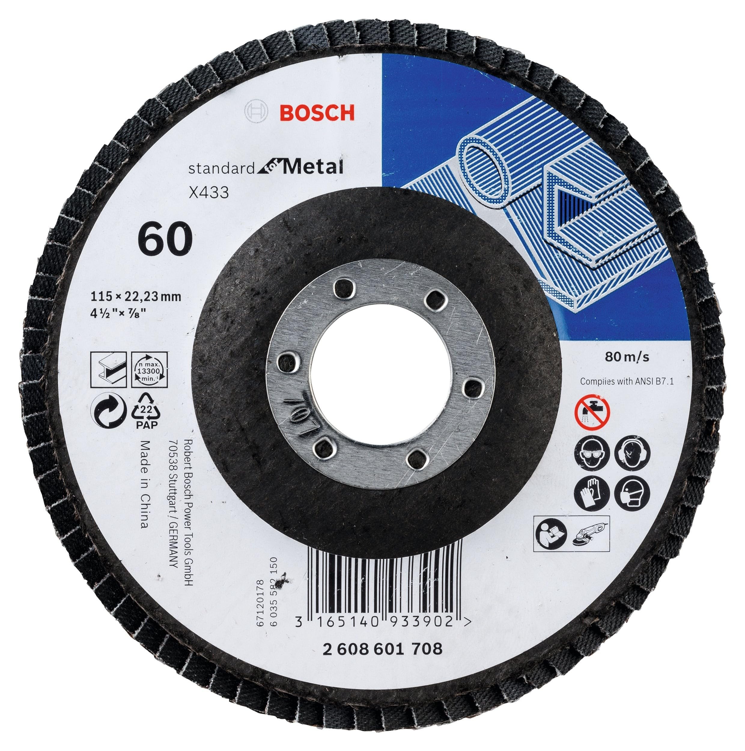 Bosch X433 Alox Flap Disc 60 Grain, 115 mm Diameter
