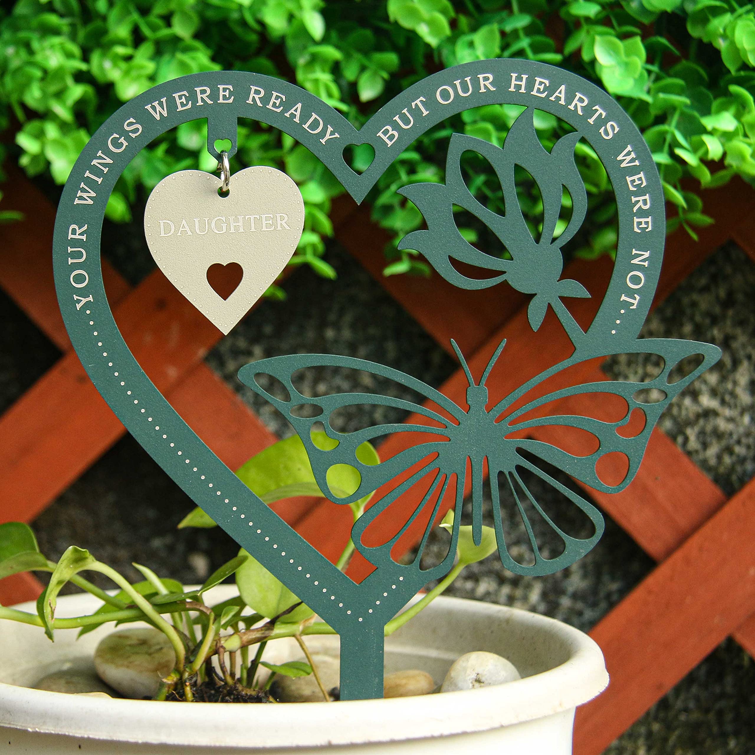 Plaque commémorative en cœur Besoamo souvenir de deuil pour jardin