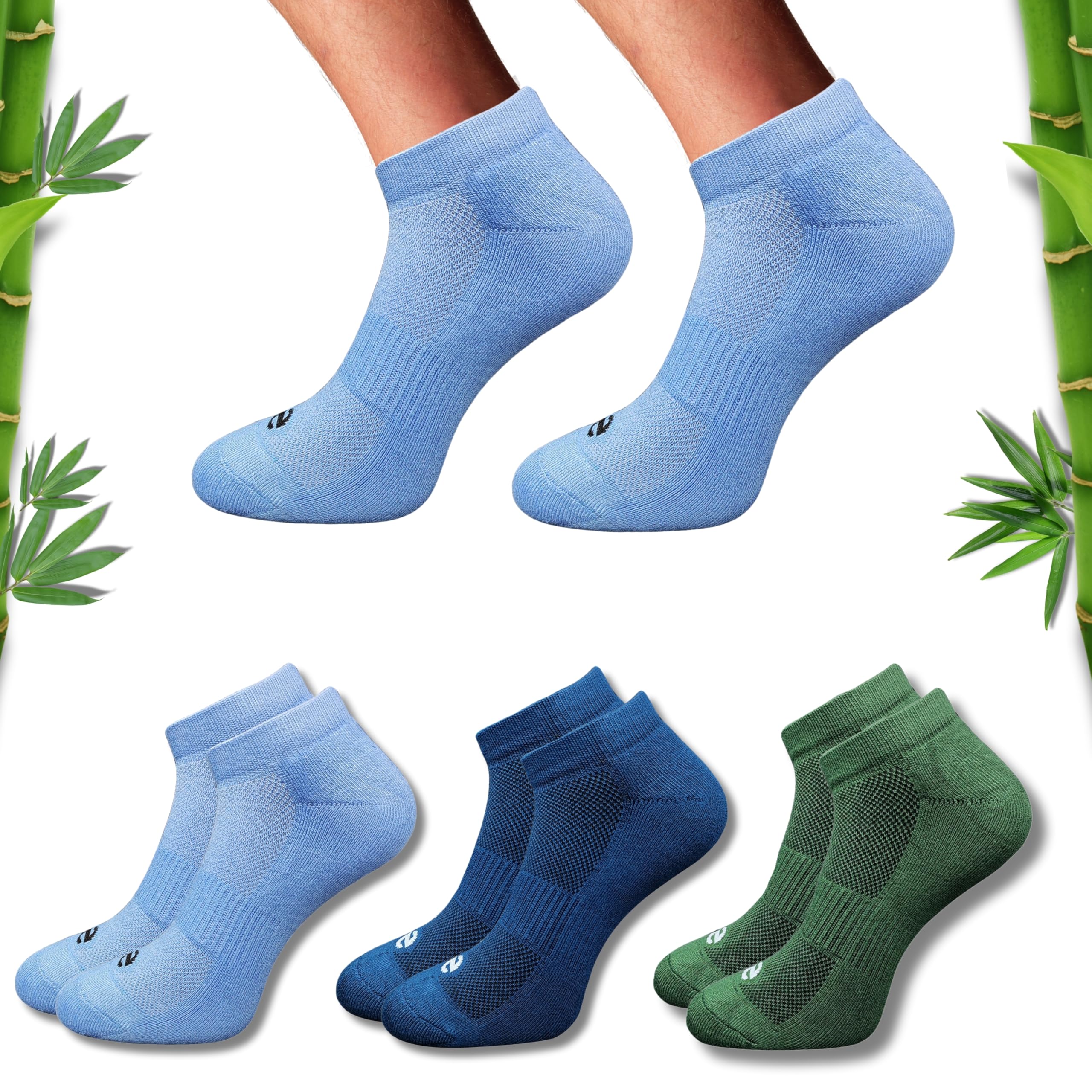 ecosync Premium Bamboo Unisex Socks - Low Cut (Set of 3: Sky Blue + Navy + Olive) | 88% Bamboo Fabric, Anti-Bacterial, Breathable, Soft, Seamless Design.-picture-27