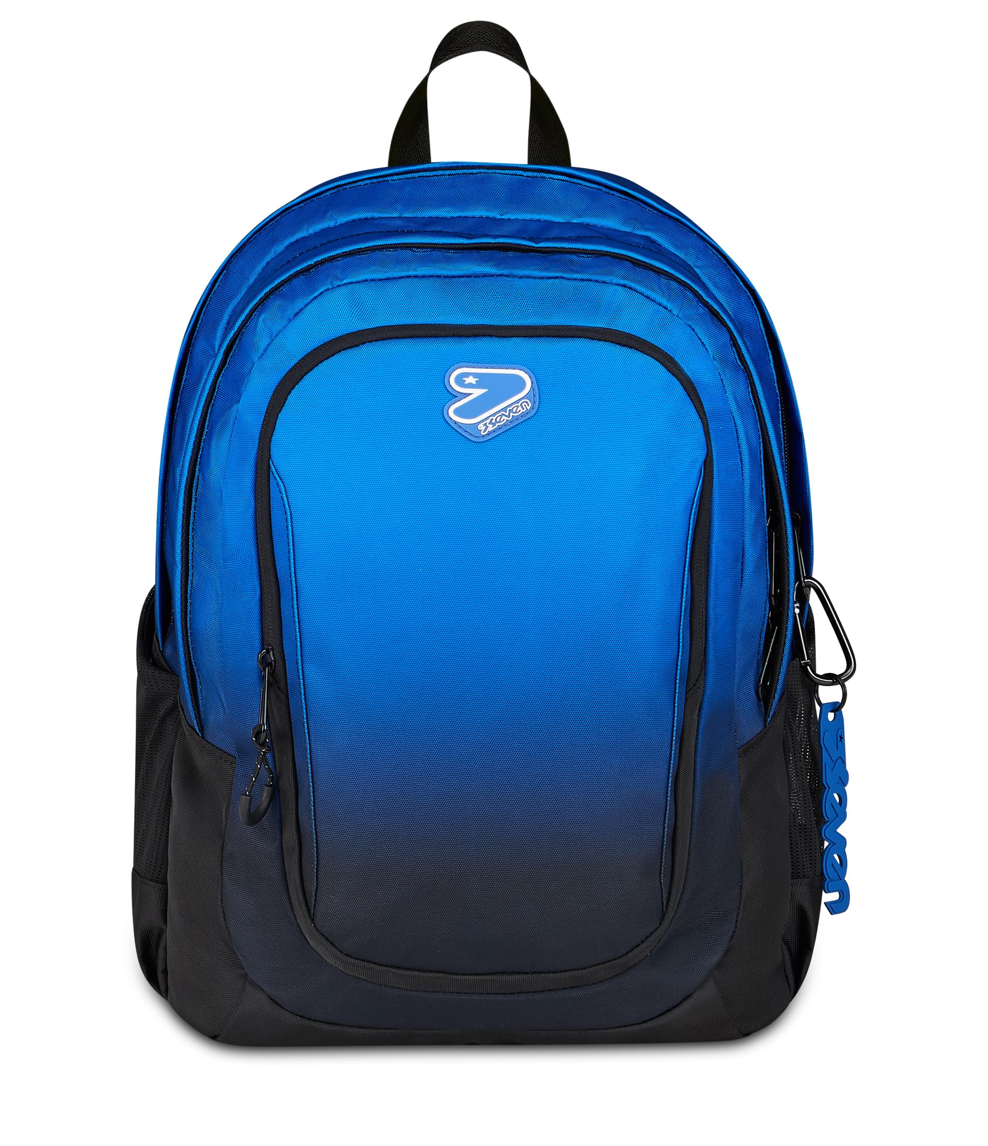 Seven Zaino Scuola SHADE TECH, Doppio Scomparto, Blu, 29 L, Tasca frontale con zip, Tasca laterale portaborraccia, Scomparto Interno porta pc, Scuola media e superiore, Bambini, Ragazzi
