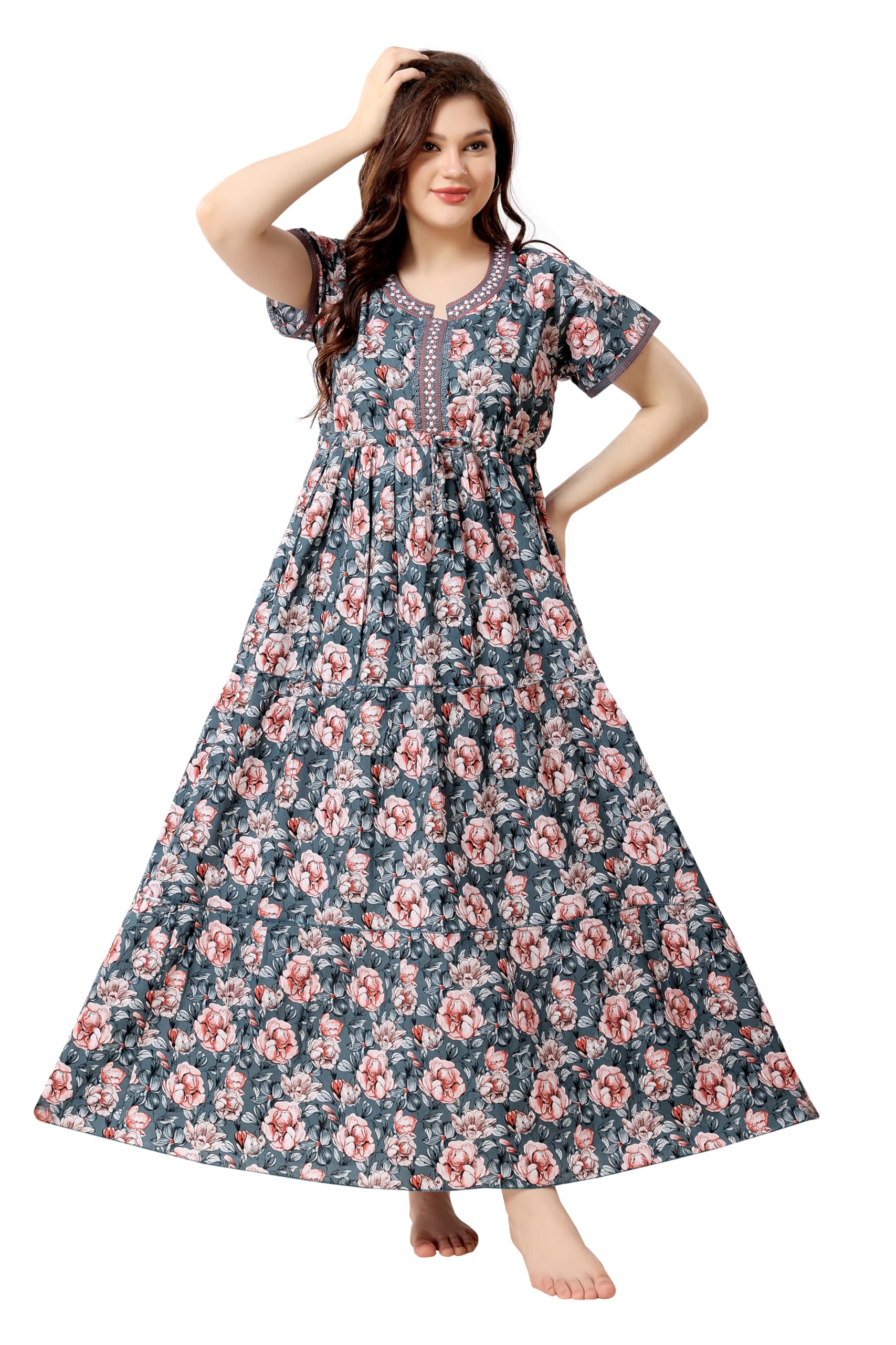 soulemo Women's Premium Cotton Floor Length Nighty 1713-picture-22