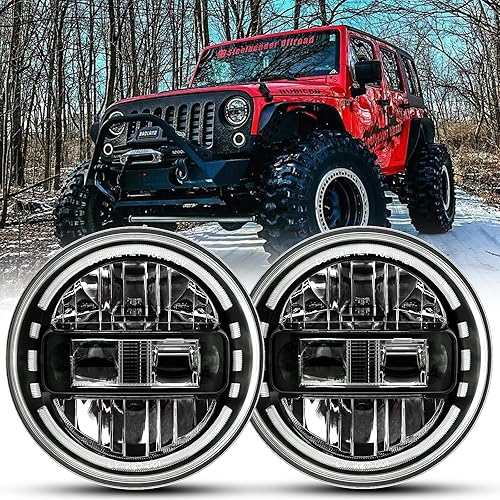 Miniatura 8 de Faros delanteros LED de 7 pulgadas aprobados por DOT para Jeep Wrangler JK LJ CJ TJ 1997-2018, faros Hummer H1 H2-2020 de patente exclusiva.
