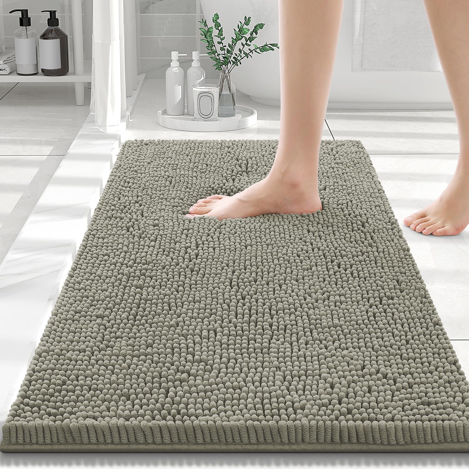 Smiry Bathroom Rugs 24X16, Luxury Chenille Extra Soft Absorbent Bath Mat