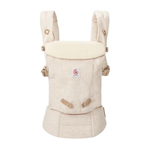 Ergobaby Adapt Mochila portabebé para recién nacidos desde el nacimiento, portabebé ergonómico de lino de 3 posiciones para transportar en el abdomen y en la espalda, Natural Linen