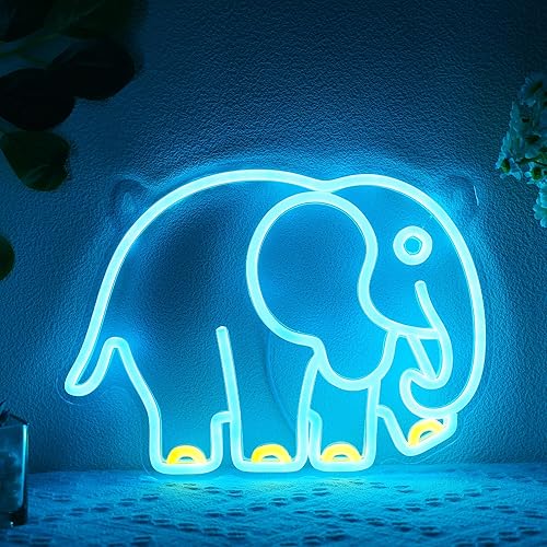 YuanDian Letrero de neón de elefante, luces de neón de animales para dormitorio, sala de estar, decoración de pared, regalos de fiesta de cumpleaños