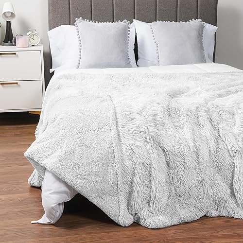 Miniatura 9 de PAVILIA Manta blanca esponjosa para sofá, cama individual, manta mullida para mujeres y hombres, manta cálida de felpa peluda para cama y sofá,