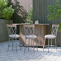 Vista 16 de Hillsdale Stewart Taburete giratorio para interiores y exteriores, peltre envejecido