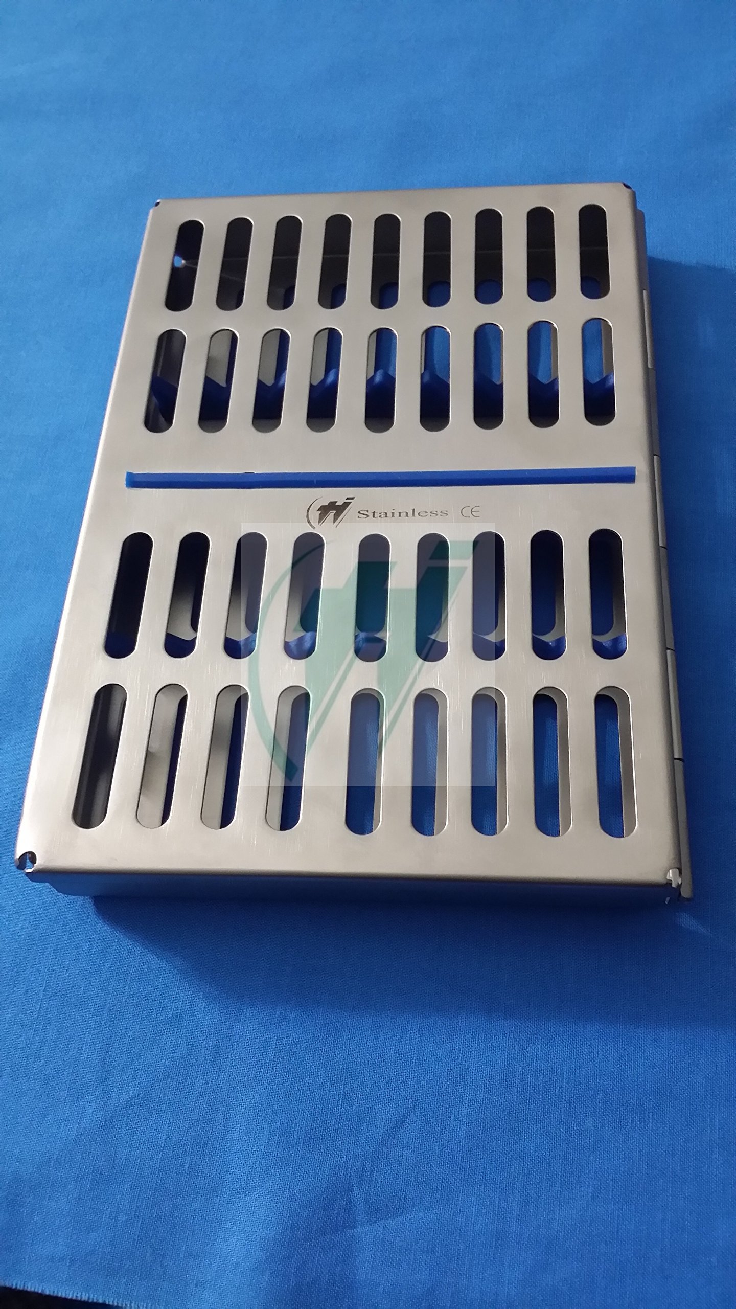 French Stahl Autoklaven Dental Chirurgischer Sterilisation Kassette Tablett für 10 Instrumente (HTI Marke)
