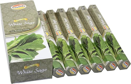 Govinda Incienso - salvia blanca - 120 varillas de incienso incienso premium revestimiento Masala