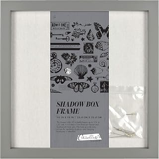 MCS Gray Linen Lined Shadow Box Frame 8x10 Inch - Wall Hanging Display Case for Mementos & Heirlooms